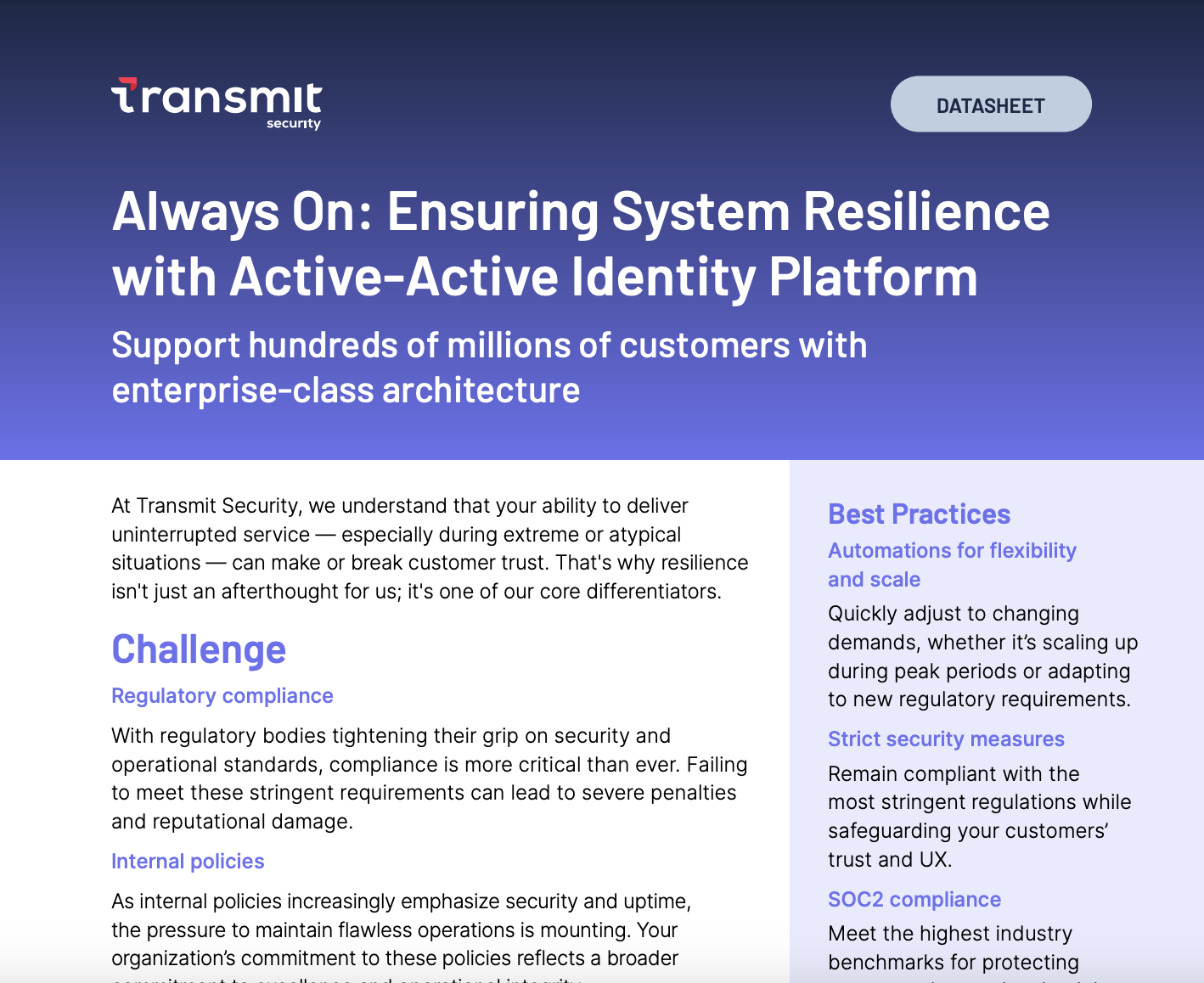 Transmit Security Identity Resilience