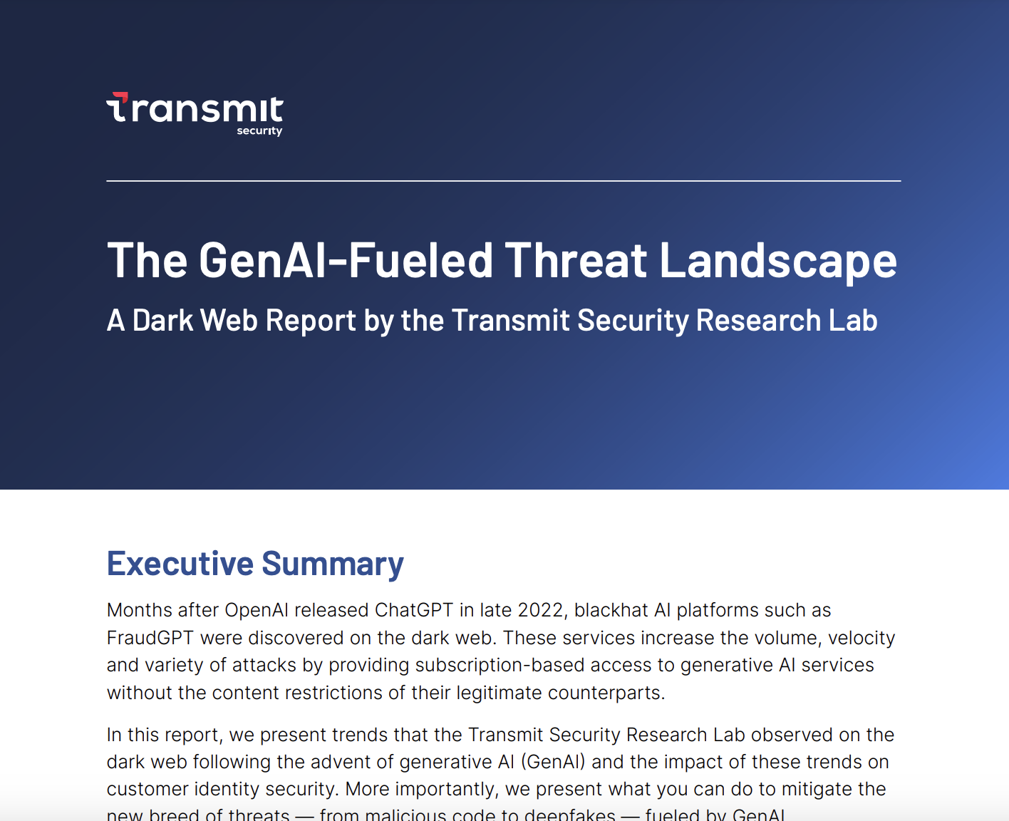 Transmit Security Dark Web Research Report